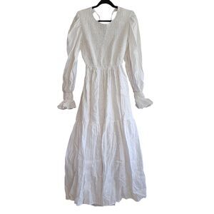 DISSH | Dresses | Dissh Jorja White 0 Linen Midi Dress Size 14 Long Sleeve  | Poshmark